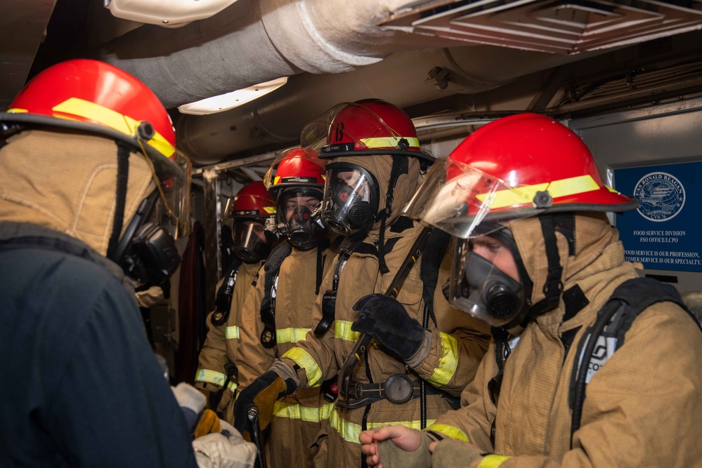 USS Ronald Reagan (CVN 76) conducts general quarters drill