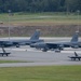 B-52s and 5th-Gen Fighters conduct training sorties above Alaska