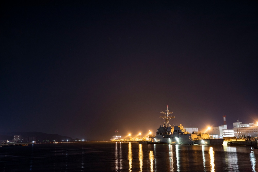 USS Ralph Johnson pier side in Commander, Fleet Activities Sasebo.