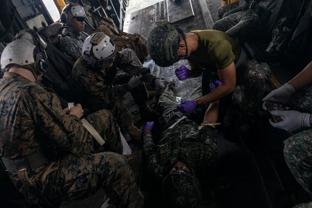 Medical Care in the Air | Philippine Marines, Airmen, and U.S. Navy Sailors practice CASEVAC drills