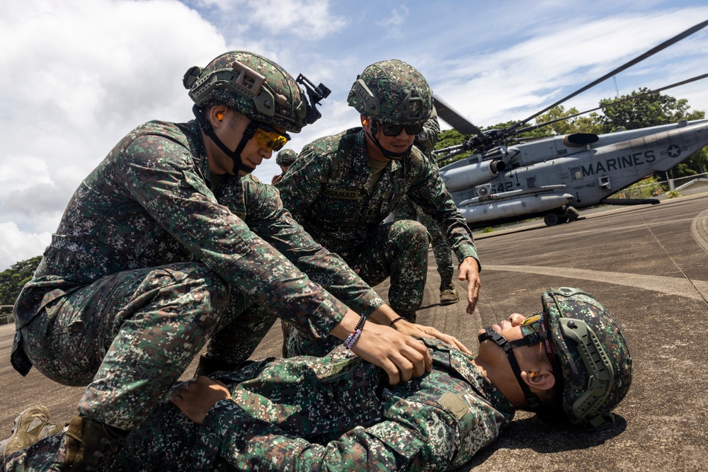 Medical Care in the Air | Philippine Marines, Airmen, and U.S. Navy Sailors practice CASEVAC drills