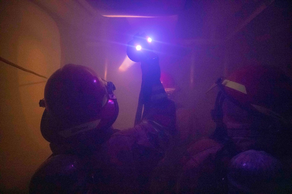 USS Miguel Keith Conducts Damage Control Drill with Foreign Embarked Units