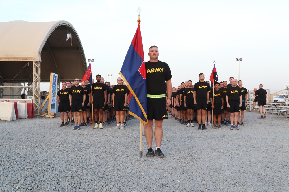 Soldiers assigned to the 28th Infantry Division partake in a division-wide run