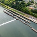 Helicopter flight over Pittsburgh District locks, dams, reservoirs