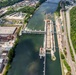 Helicopter flight over Pittsburgh District locks, dams, reservoirs