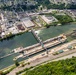 Helicopter flight over Pittsburgh District locks, dams, reservoirs