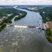 Helicopter flight over Pittsburgh District locks, dams, reservoirs