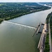 Helicopter flight over Pittsburgh District locks, dams, reservoirs