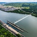 Helicopter flight over Pittsburgh District locks, dams, reservoirs