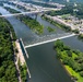 Helicopter flight over Pittsburgh District locks, dams, reservoirs