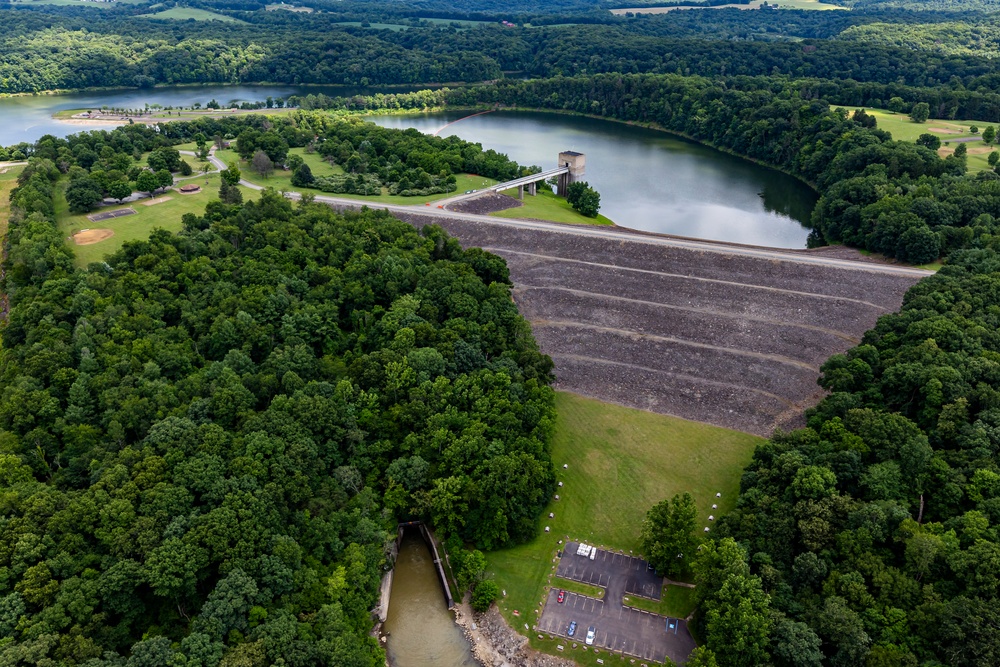 Helicopter flight over Pittsburgh District locks, dams, reservoirs