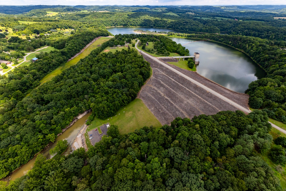 Helicopter flight over Pittsburgh District locks, dams, reservoirs