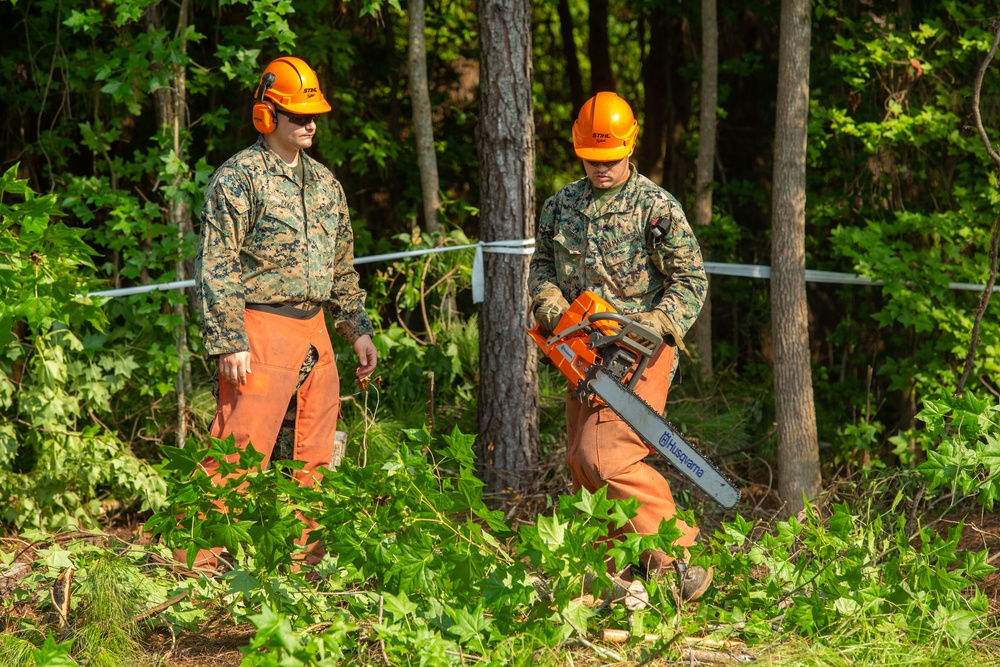 MWSS-273 conducts tree felling operations at MCAS Beaufort