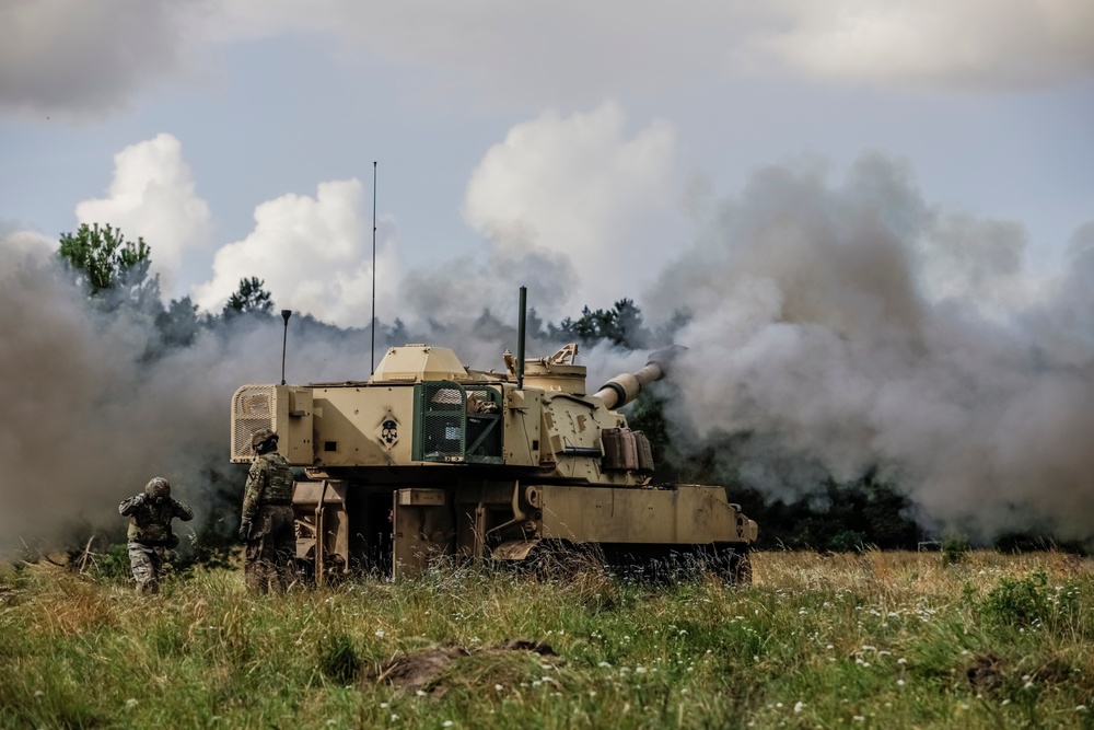 Task Force Ivy Soldiers demonstrate firepower during multinational live-fire exercise Baltic Thunder in Lithuania