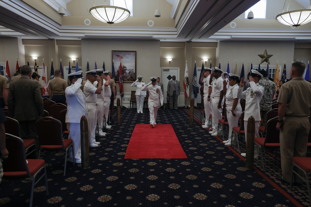 U.S. Navy Chief Wendell Tabios receives a Navy and Marine Corps Commendation Medal