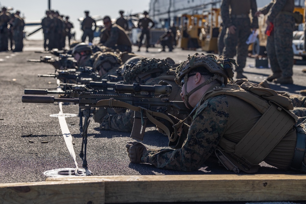 Aim True, Shoot Straight: The 26th MEU(SOC) Conducts A Battle Sight Zero Aboard The USS Bataan