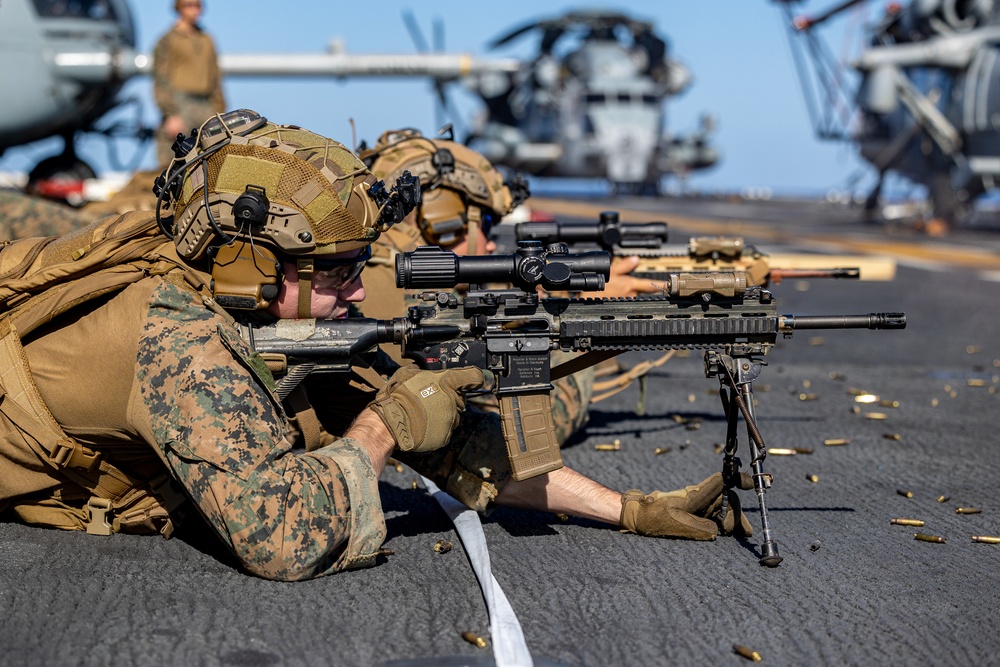 Aim True, Shoot Straight: The 26th MEU(SOC) Conducts A Battle Sight Zero Aboard The USS Bataan