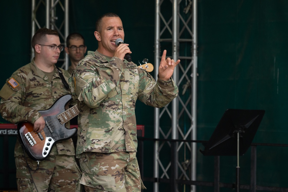 Members of the 234 Army Band perform at USAG Rheinland-Pfalz's Organizational Day
