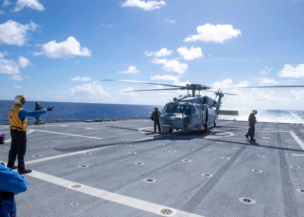 USS Manchester conducts flight operations