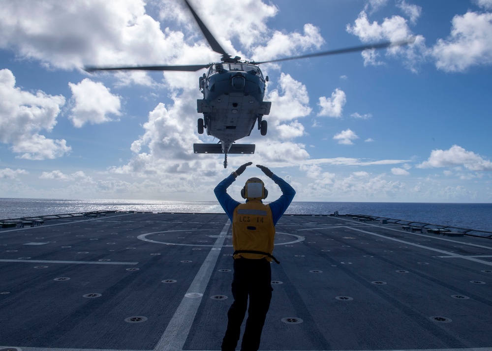 USS Manchester conducts flight operations