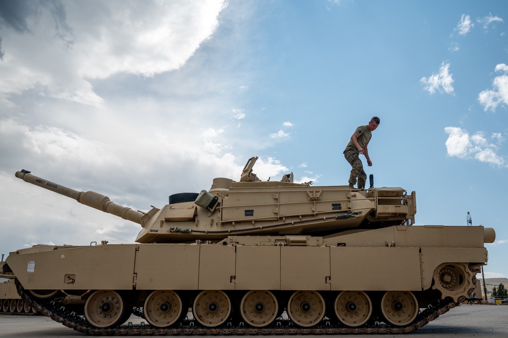 131st CES trains with 819th and 219th RHS building M1 Abrams storage facility