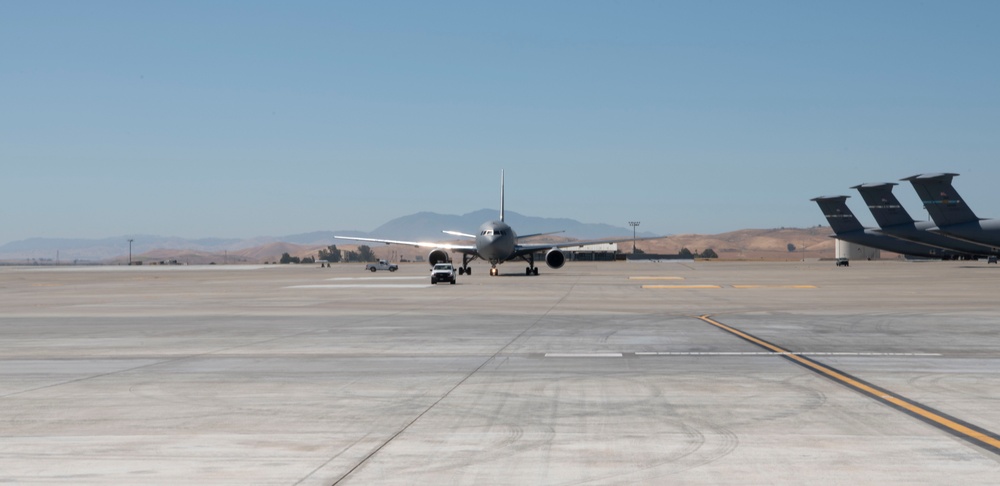 KC-46A Pegasus taxiing at Travis Air Force Base