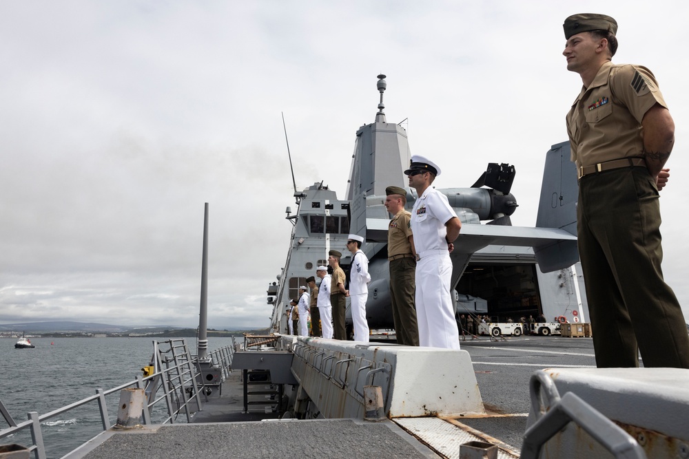 Man the Rails, U.S. Marines and Sailors arrive in Plymouth, UK