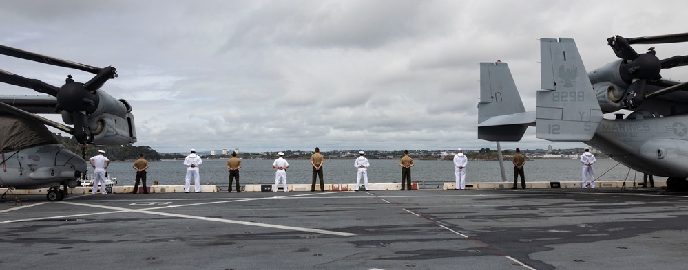 Man the Rails, U.S. Marines and Sailors arrive in Plymouth, UK