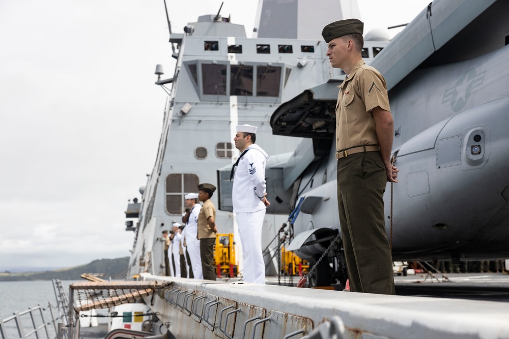 Man the Rails, U.S. Marines and Sailors arrive in Plymouth, UK