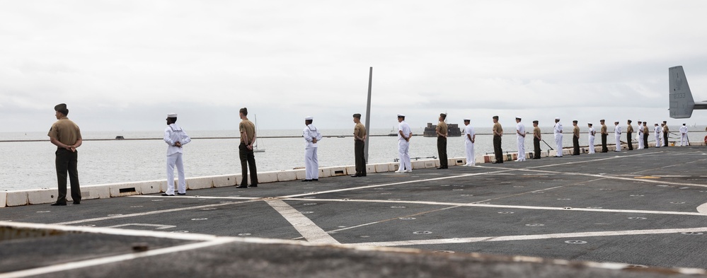 Man the Rails, U.S. Marines and Sailors arrive in Plymouth, UK