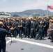 USS Ralph Johnson conducts an all-hands call in Sasebo, Japan.