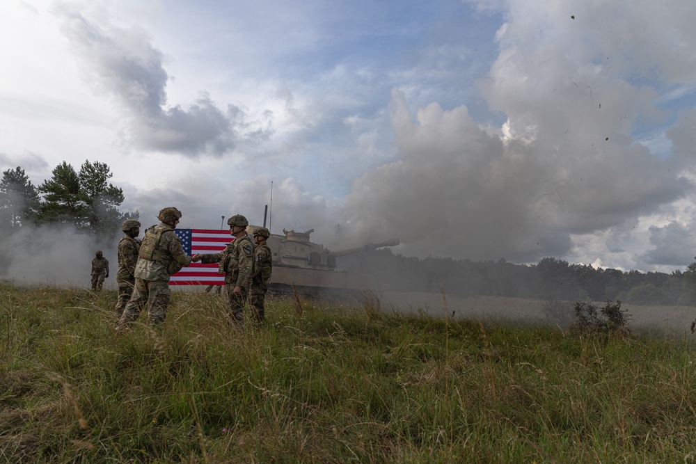 U.S. Army Field Artillery unit demonstrates firepower during joint live-fire exercise Baltic Thunder in Lithuania