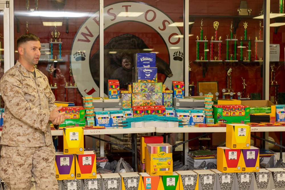 Marines Celebrate Christmas in July at West Oso Junior High School