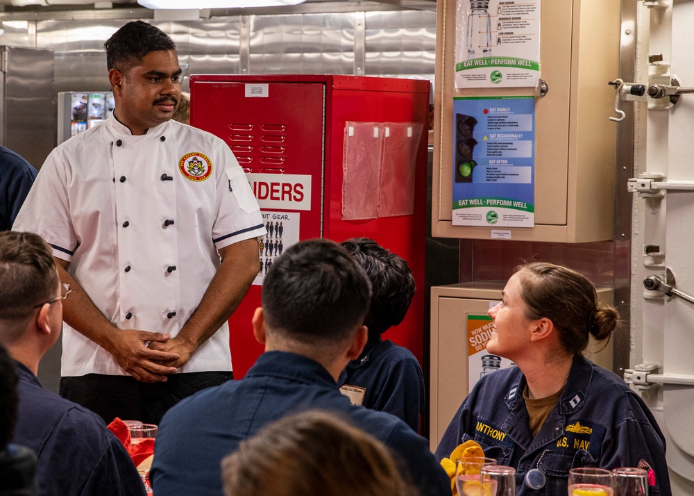 USS Rafael Peralta (DDG 115) conducts a July birthday meal celebration