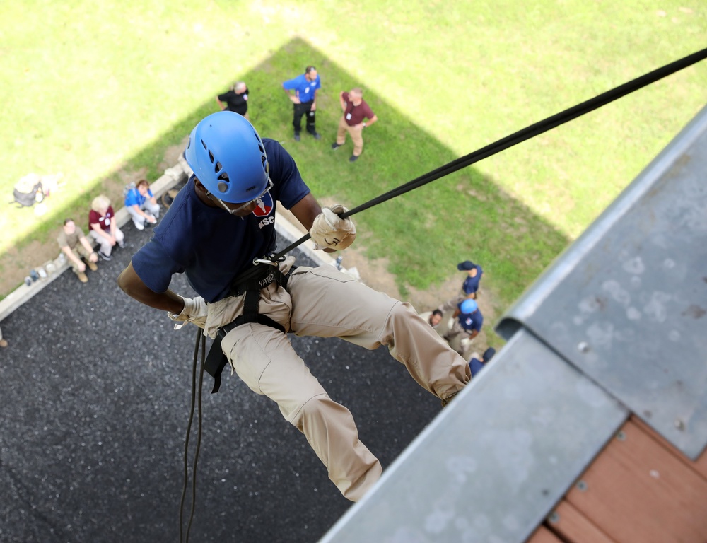Keystone State Youth Challenge Academy Rappelling Down Rappel Tower