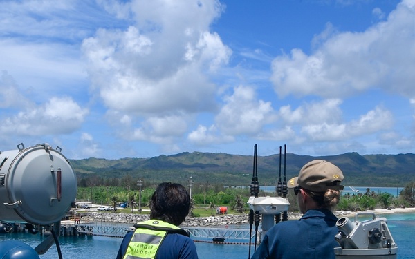 USS Manchester Departs Guam