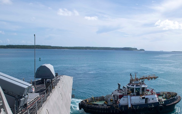 USS Manchester Departs Guam