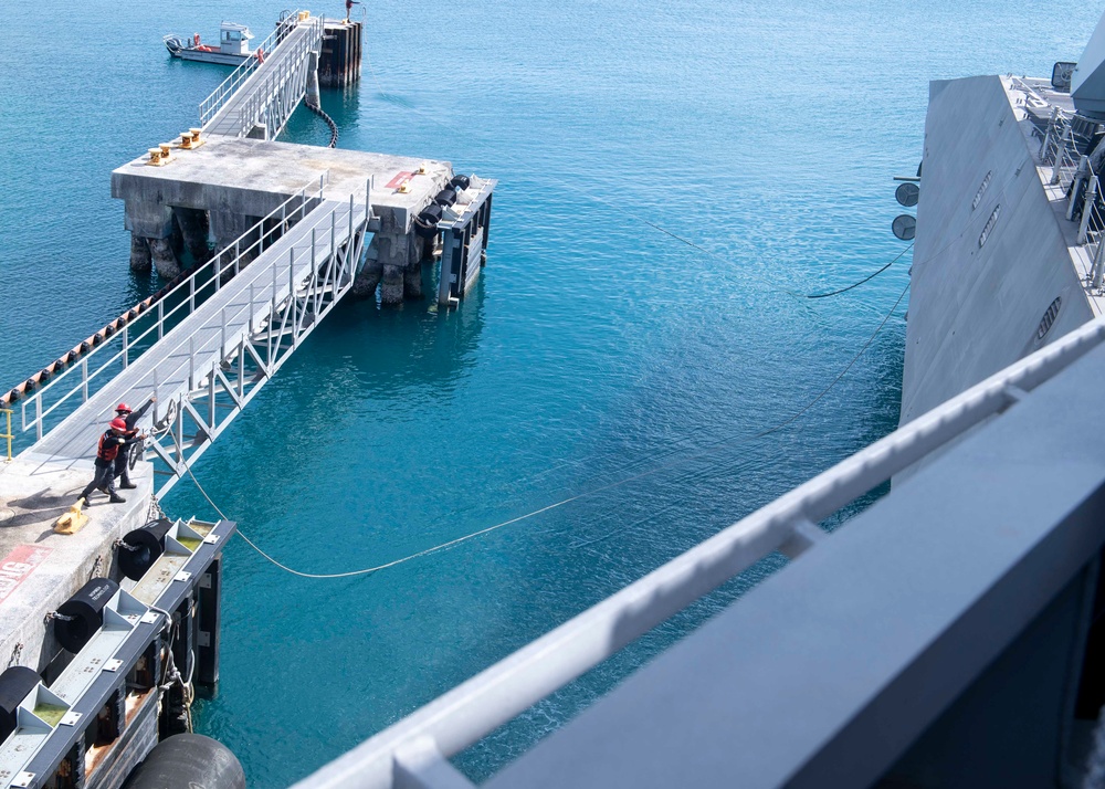 USS Manchester Departs Guam