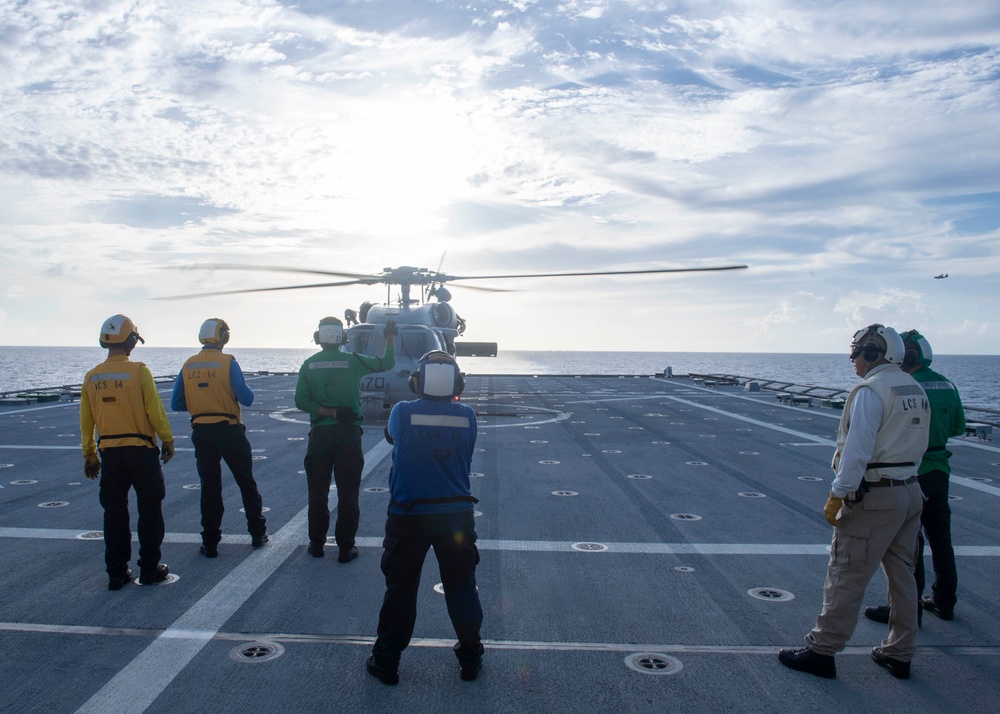 USS Manchester Departs Guam