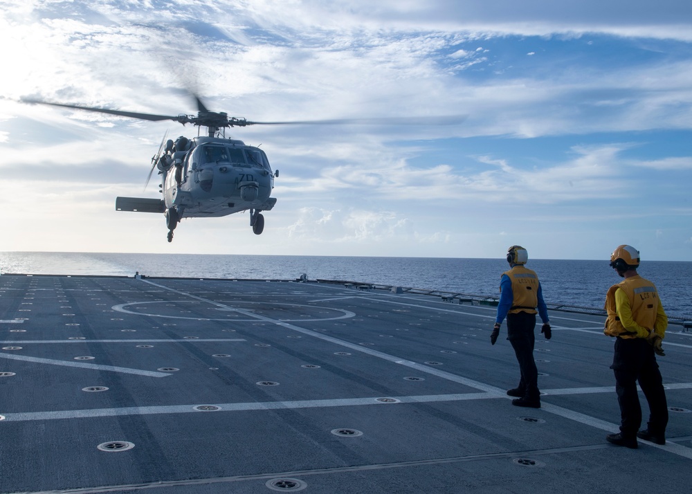 USS Manchester Departs Guam