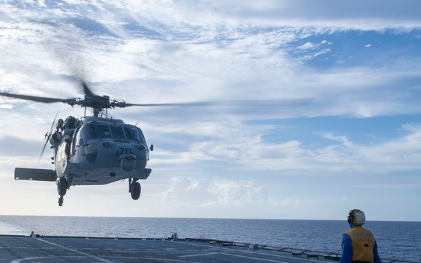 USS Manchester Departs Guam