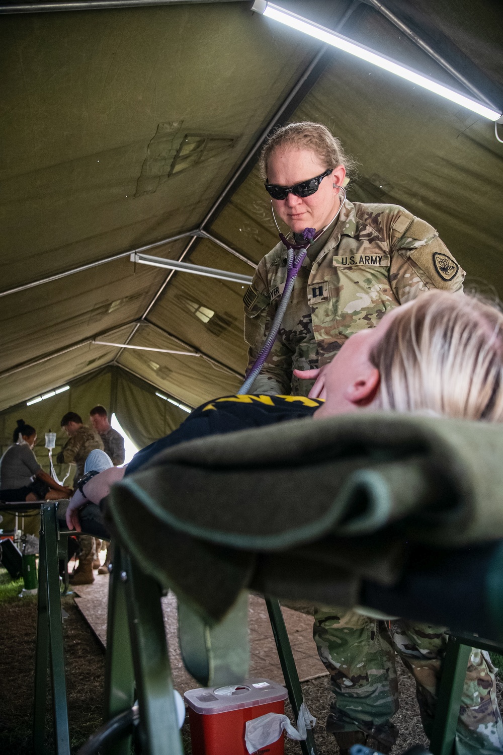 Soldiers of the 144th Area Support Company, Utah National Guard, provide real-world medical support during Talisman Sabre 2023