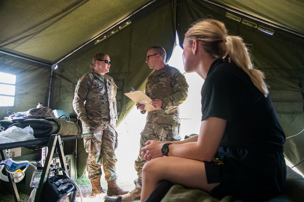 Soldiers of the 144th Area Support Company, Utah National Guard, provide real-world medical support during Talisman Sabre 2023