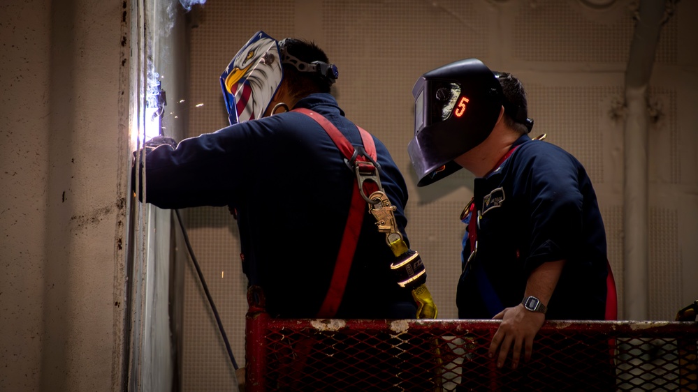 Sailors Weld Aboard USS Carl Vinson (CVN 70)