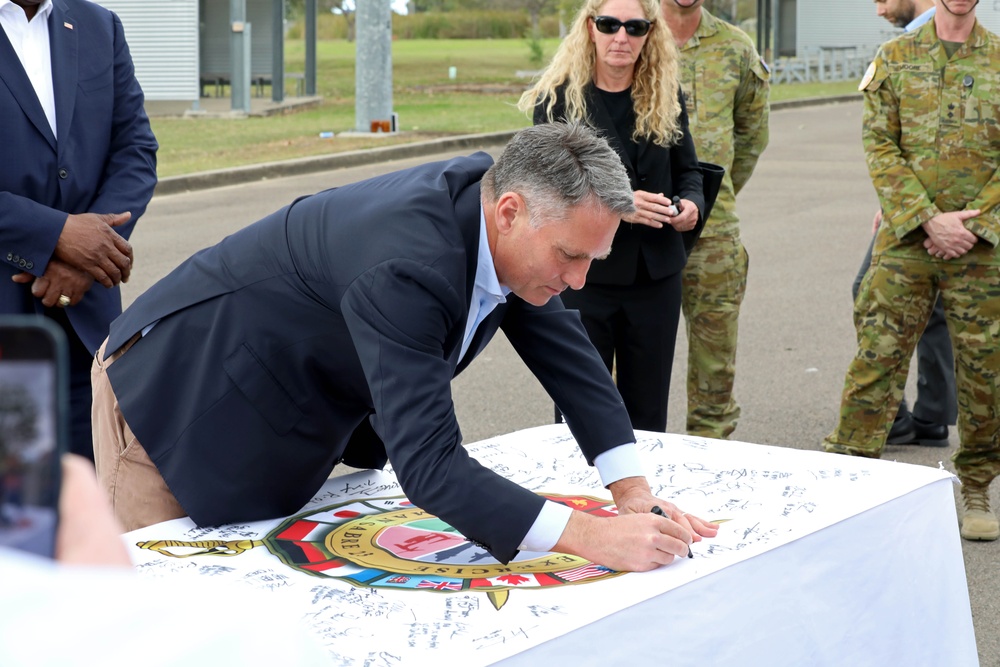 Deputy Prime Minister Richard Marles and Secretary of Defense Lloyd Austin review Talisman Sabre at Lavarack Barracks