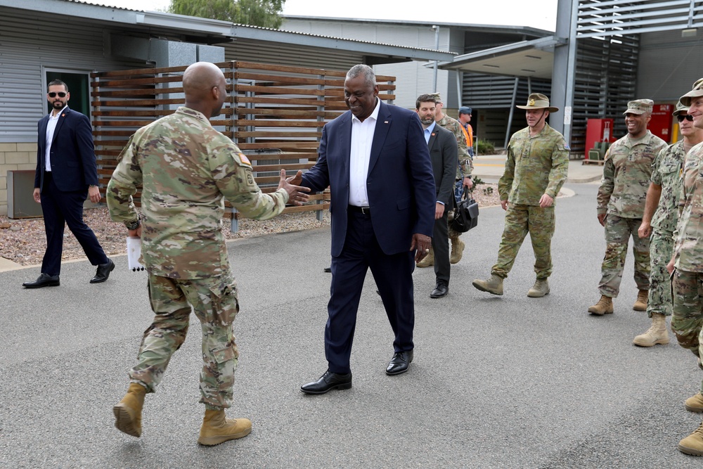 Deputy Prime Minister Richard Marles and Secretary of Defense Lloyd Austin review Talisman Sabre at Lavarack Barracks