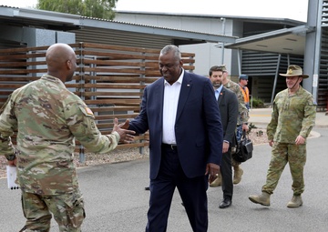 Deputy Prime Minister Richard Marles and Secretary of Defense Lloyd Austin review Talisman Sabre at Lavarack Barracks