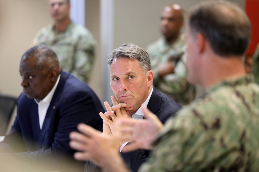 Deputy Prime Minister Richard Marles and Secretary of Defense Lloyd Austin review Talisman Sabre at Lavarack Barracks