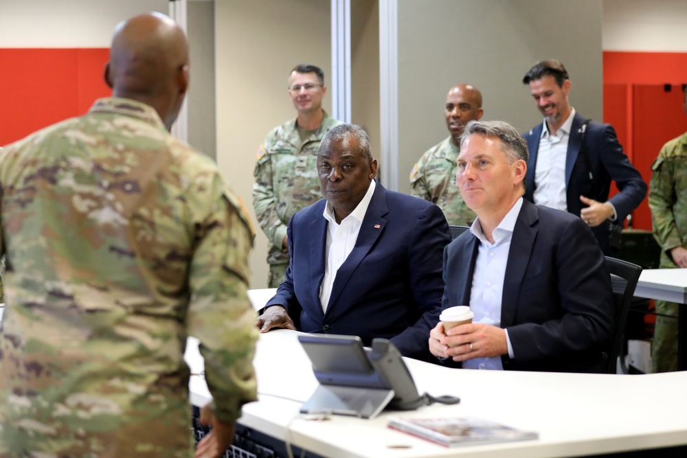 Deputy Prime Minister Richard Marles and Secretary of Defense Lloyd Austin review Talisman Sabre at Lavarack Barracks