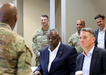 Deputy Prime Minister Richard Marles and Secretary of Defense Lloyd Austin review Talisman Sabre at Lavarack Barracks